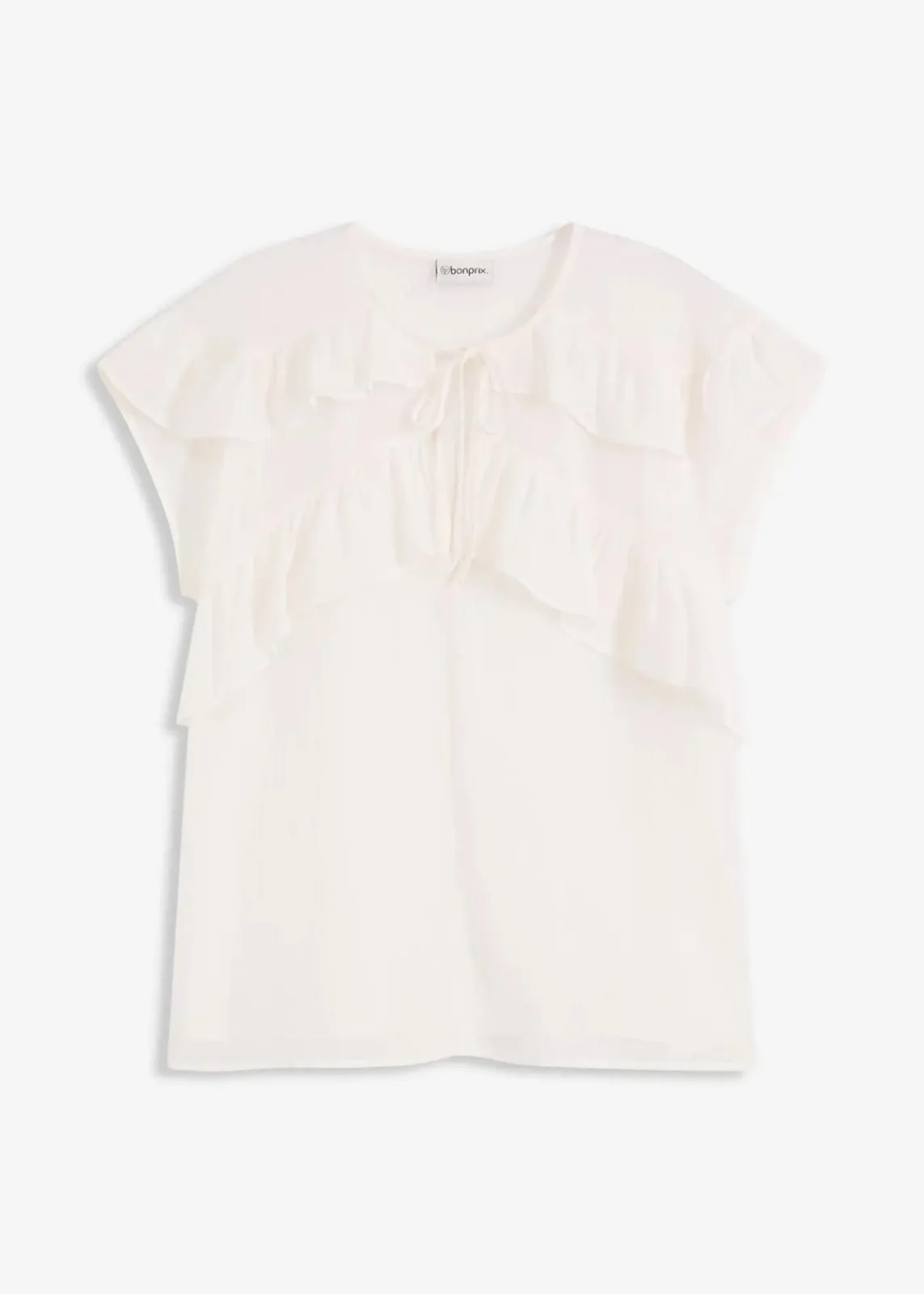 bonprix Blusen & Tuniken|Bekleidung·Jacken & Mäntel^Chiffonbluse mit Volants wollweiß