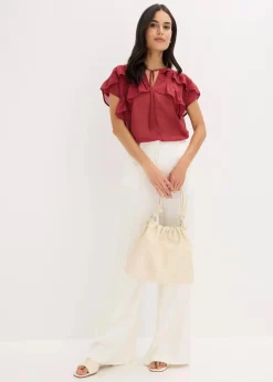 bonprix Bekleidung·Jacken & Mäntel|Blusen & Tuniken^Chiffonbluse mit Volants pflaumenrot