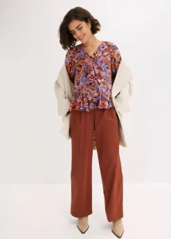 bonprix Bekleidung·Jacken & Mäntel|Blusen & Tuniken^Chiffonbluse mit Volants quarzrot/perlblau paisley