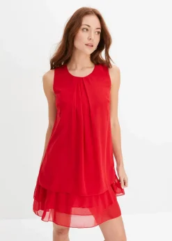 bonprix Bekleidung·Pullover & Strickjacken|Kleider^Chiffon-Kleid rot