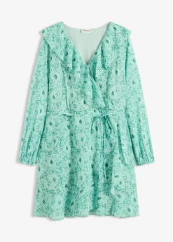 bonprix Bekleidung·Pullover & Strickjacken|Kleider^Chiffonkleid flaschengrün paisley
