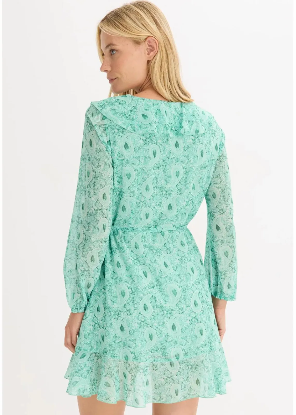 bonprix Bekleidung·Pullover & Strickjacken|Kleider^Chiffonkleid flaschengrün paisley