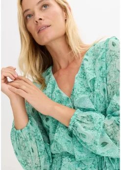 bonprix Bekleidung·Pullover & Strickjacken|Kleider^Chiffonkleid flaschengrün paisley