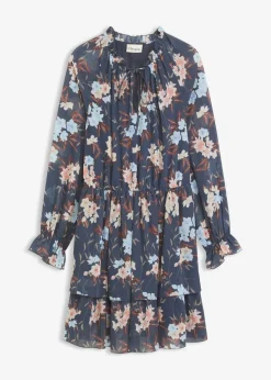 bonprix Bekleidung·Pullover & Strickjacken|Nachhaltigere Materialien^Chiffonkleid nachtblau/eisblau floral