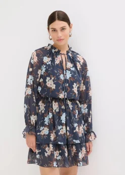 bonprix Bekleidung·Pullover & Strickjacken|Nachhaltigere Materialien^Chiffonkleid nachtblau/eisblau floral