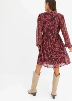 bonprix Bekleidung·Pullover & Strickjacken|Nachhaltigere Materialien^Chiffonkleid bordeaux paisley
