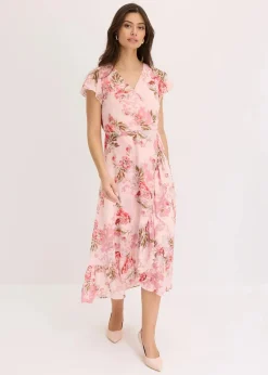 bonprix Nachhaltigere Materialien|Kleider^Chiffonkleid rosa geblümt