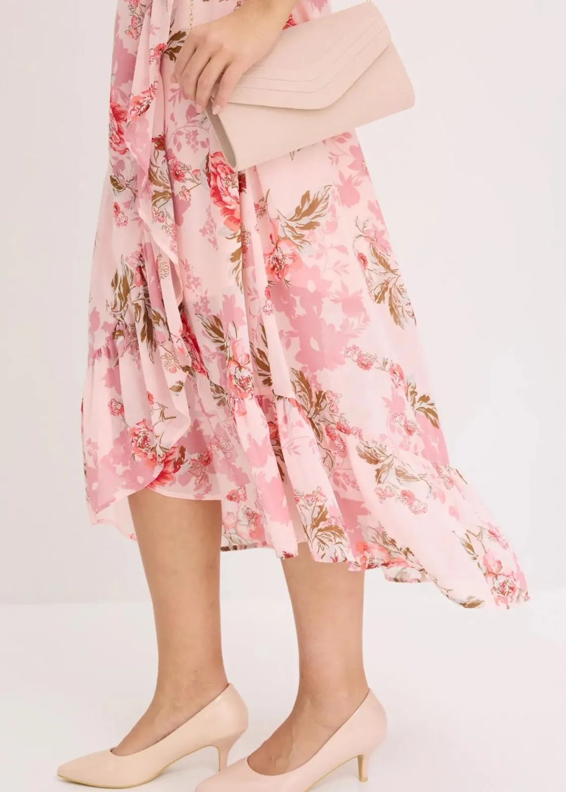 bonprix Nachhaltigere Materialien|Kleider^Chiffonkleid rosa geblümt