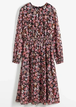 bonprix Kleider|Bekleidung·Pullover & Strickjacken^Chiffonkleid schwarz geblümt