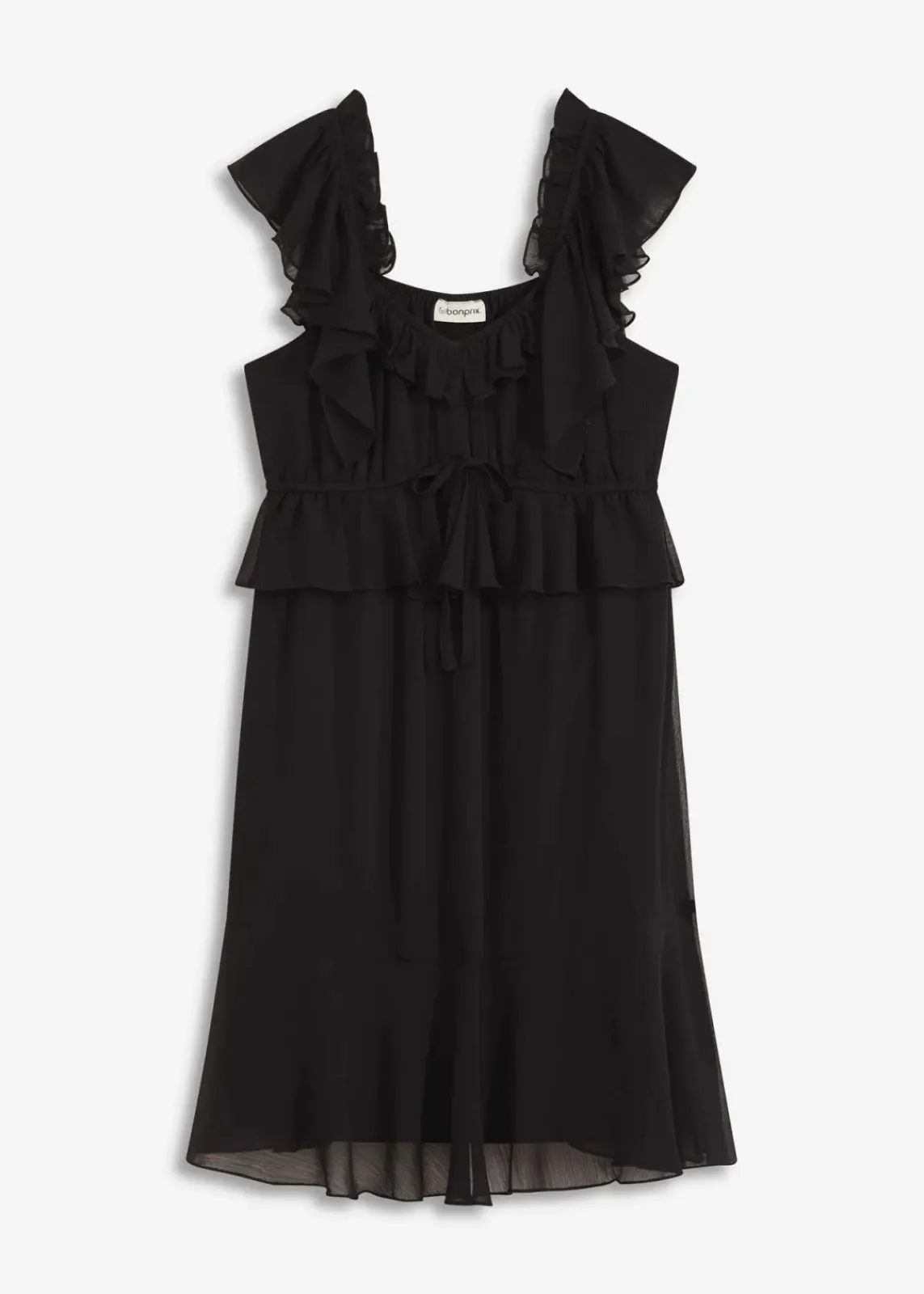 bonprix Kleider|Bekleidung·Pullover & Strickjacken^Chiffonkleid in A-Linie schwarz