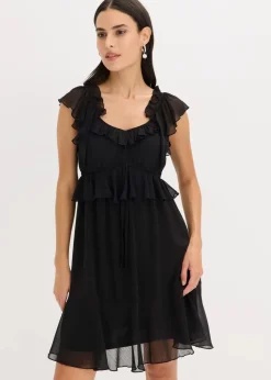 bonprix Kleider|Bekleidung·Pullover & Strickjacken^Chiffonkleid in A-Linie schwarz