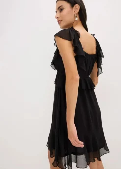 bonprix Kleider|Bekleidung·Pullover & Strickjacken^Chiffonkleid in A-Linie schwarz