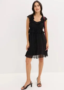 bonprix Kleider|Bekleidung·Pullover & Strickjacken^Chiffonkleid in A-Linie schwarz