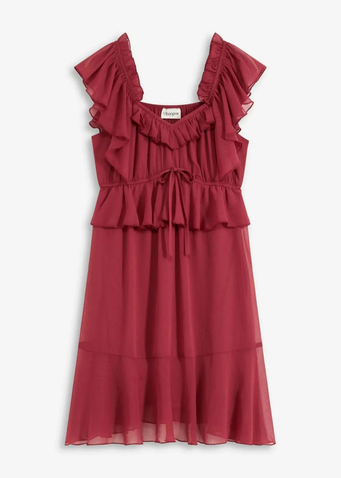 bonprix Bekleidung·Pullover & Strickjacken|Kleider^Chiffonkleid in A-Linie pflaumenrot