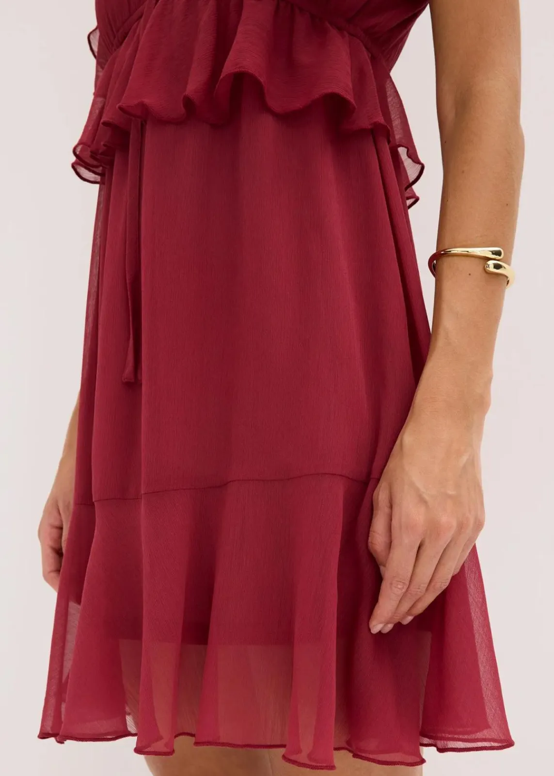 bonprix Bekleidung·Pullover & Strickjacken|Kleider^Chiffonkleid in A-Linie pflaumenrot