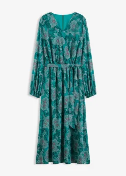 bonprix Kleider|Bekleidung·Pullover & Strickjacken^Chiffonkleid mit Paisley-Druck dunkelsmaragd/dunkelfuchsia paisley