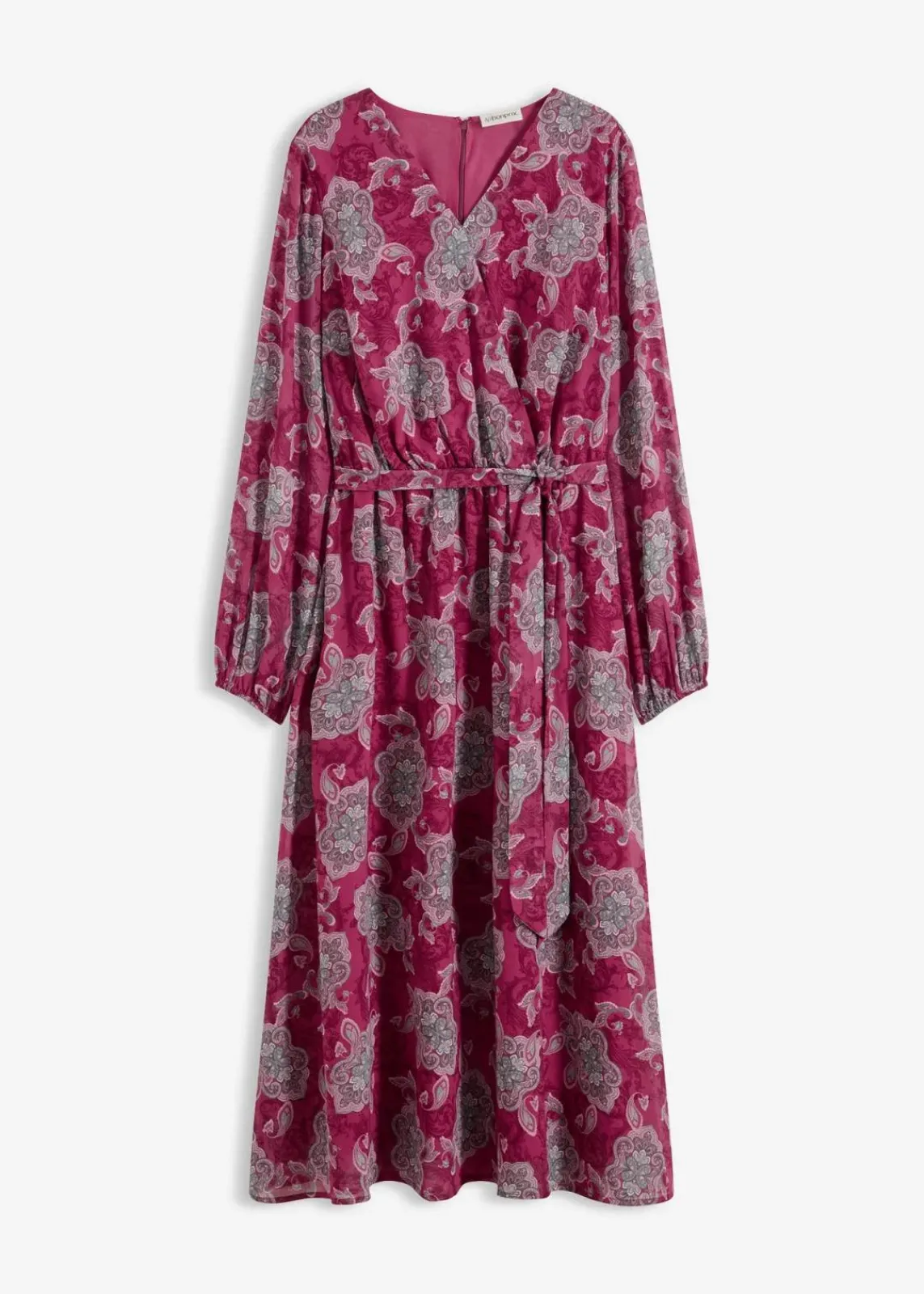 bonprix Bekleidung·Pullover & Strickjacken|Kleider^Chiffonkleid mit Paisley-Druck dunkelfuchsia/mint/blütenpink paisley