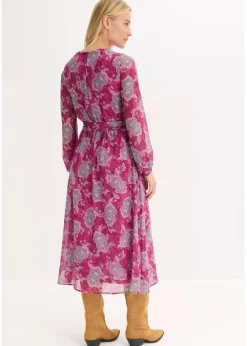 bonprix Bekleidung·Pullover & Strickjacken|Kleider^Chiffonkleid mit Paisley-Druck dunkelfuchsia/mint/blütenpink paisley