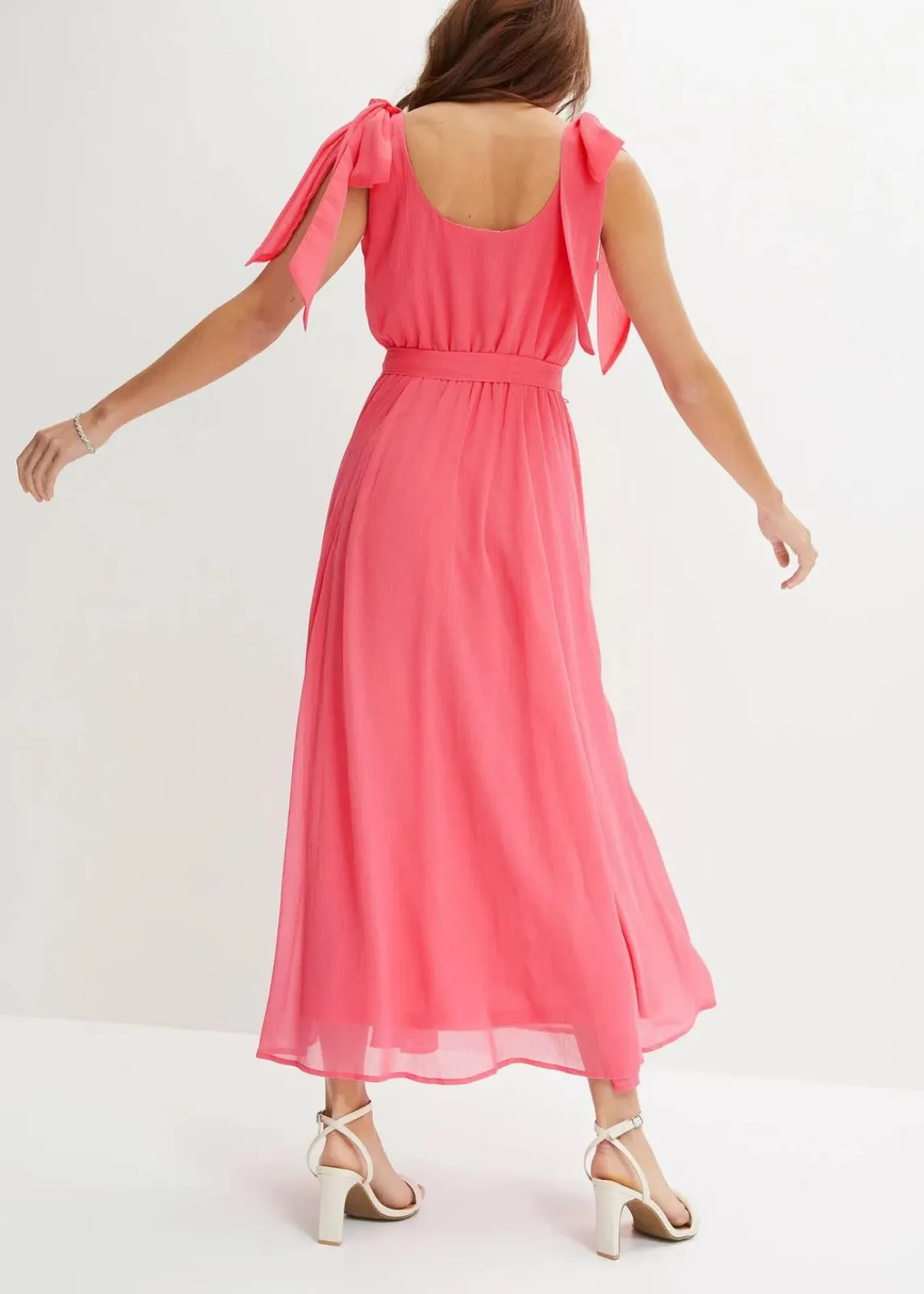 bonprix Bekleidung·Pullover & Strickjacken|Festliche Mode^Chiffonkleid mit Schleifendetails pink