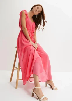 bonprix Bekleidung·Pullover & Strickjacken|Festliche Mode^Chiffonkleid mit Schleifendetails pink