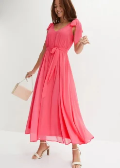 bonprix Bekleidung·Pullover & Strickjacken|Festliche Mode^Chiffonkleid mit Schleifendetails pink