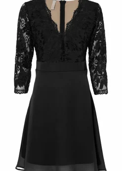 bonprix Festliche Mode|Kleider^Chiffonkleid mit Spitze schwarz/natur