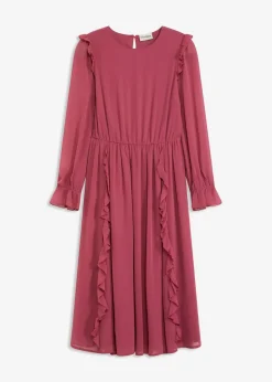 bonprix Bekleidung·Pullover & Strickjacken|Kleider^Chiffonkleid mit Volants waldbeere