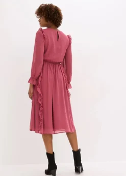 bonprix Bekleidung·Pullover & Strickjacken|Kleider^Chiffonkleid mit Volants waldbeere