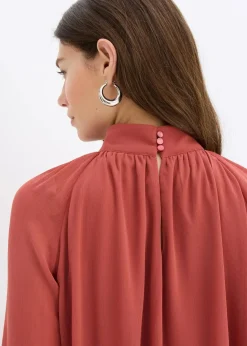 bonprix Bekleidung·Pullover & Strickjacken|Nachhaltigere Materialien^Chiffonkleid mit Volants marsalabraun