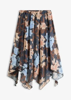 bonprix Bekleidung·Sportbekleidung|Röcke^Chiffon-Midirock mit asymmetrischem Saum nachtblau floral