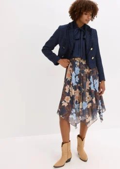 bonprix Bekleidung·Sportbekleidung|Röcke^Chiffon-Midirock mit asymmetrischem Saum nachtblau floral