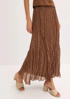 bonprix Nachhaltigere Materialien|Röcke^Chiffon-Rock in Crash-Optik hellbraun/sandbeige gepunktet