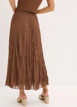 bonprix Nachhaltigere Materialien|Röcke^Chiffon-Rock in Crash-Optik hellbraun/sandbeige gepunktet