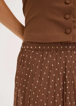 bonprix Nachhaltigere Materialien|Röcke^Chiffon-Rock in Crash-Optik hellbraun/sandbeige gepunktet