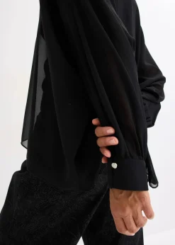 bonprix Bekleidung·Jacken & Mäntel|Blusen & Tuniken^Chiffontunika schwarz