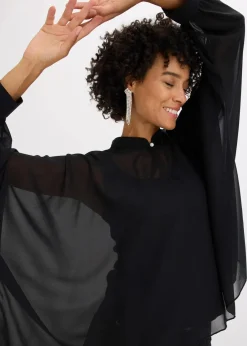 bonprix Bekleidung·Jacken & Mäntel|Blusen & Tuniken^Chiffontunika schwarz