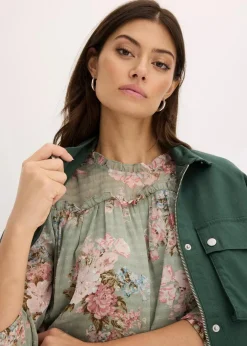 bonprix Bekleidung·Jacken & Mäntel|Blusen & Tuniken^Chiffon-Tunika hellschilf geblümt