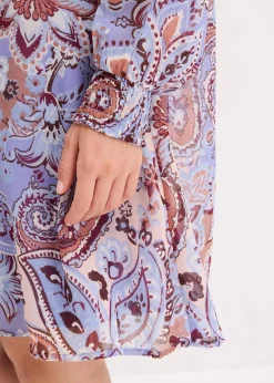 bonprix Bekleidung·Pullover & Strickjacken|Nachhaltigere Materialien^Chiffon-Tunika-Kleid mit Schluppe hellblau/braun paisley