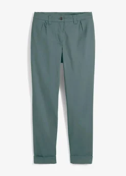 bonprix Kurzgrößen|Bekleidung·Kleider^Chinohose aus Baumwolle, knöchellang eukalyptusgrün