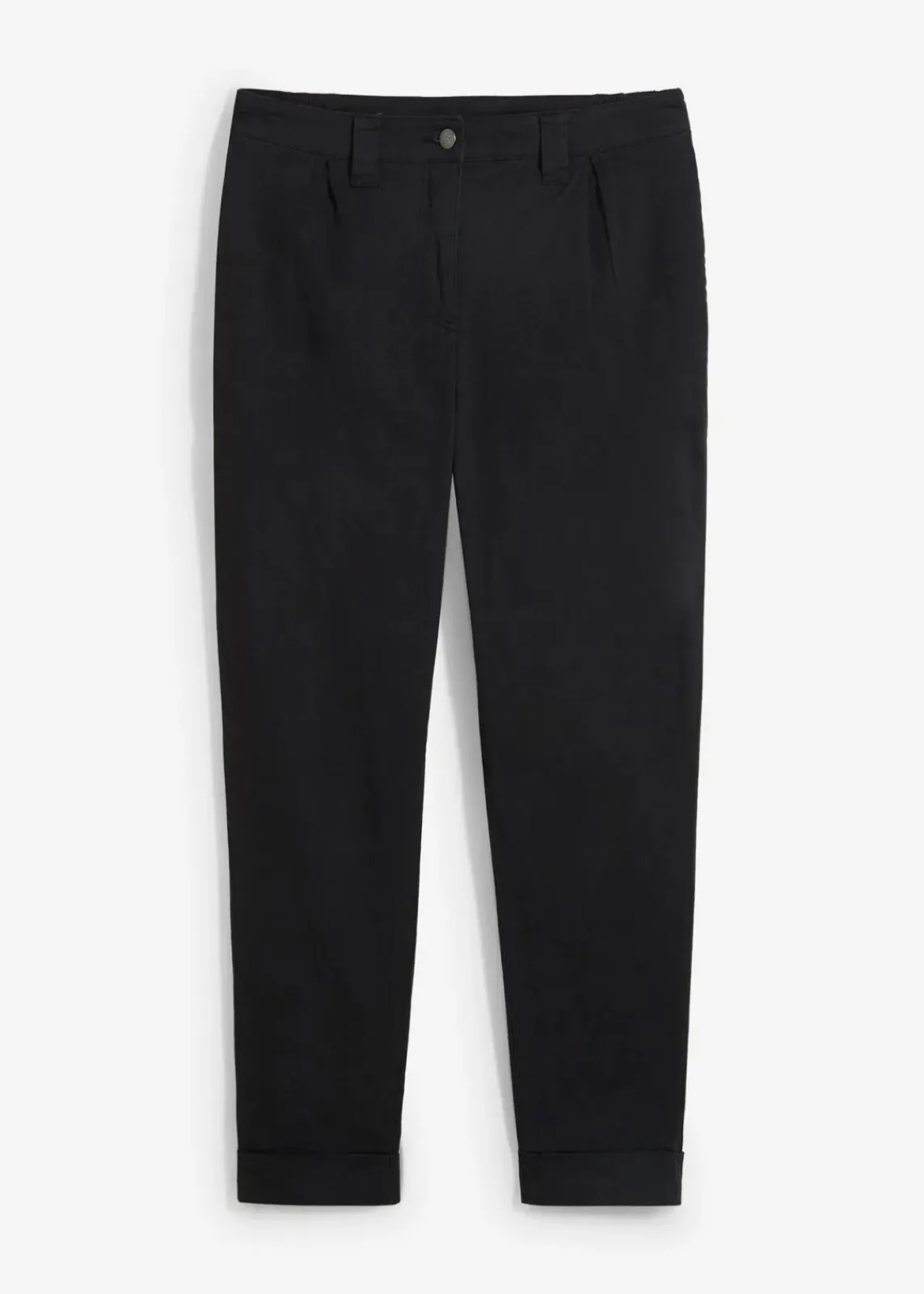 bonprix Hosen|Kurzgrößen^Chinohose aus Baumwolle, knöchellang schwarz