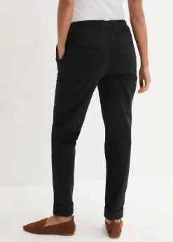 bonprix Hosen|Kurzgrößen^Chinohose aus Baumwolle, knöchellang schwarz