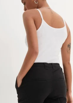 bonprix Hosen|Kurzgrößen^Chinohose aus Baumwolle, knöchellang schwarz