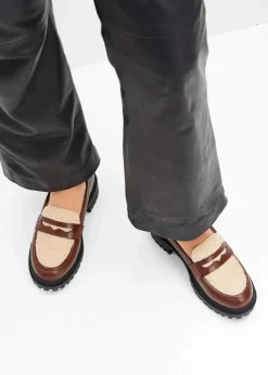 bonprix Slipper & Halbschuhe|Gefütterte Winterschuhe^Chunky Loafer mahagonibraun