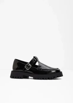 bonprix Slipper & Halbschuhe|Sommerschuhe^Chunky Loafer mit Cut-Outs schwarz lack
