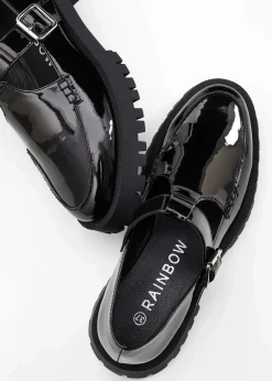 bonprix Slipper & Halbschuhe|Sommerschuhe^Chunky Loafer mit Cut-Outs schwarz lack