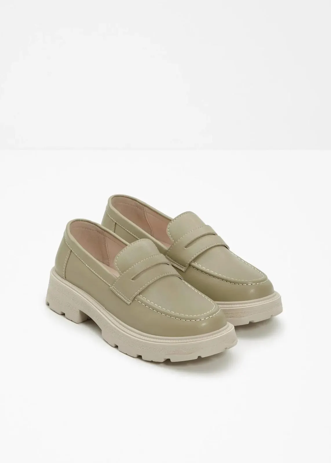 bonprix Sommerschuhe|Loafer^Chunky Loafer mit leichter Sohle rauchkhaki