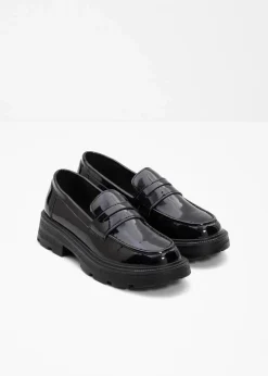bonprix Sommerschuhe|Loafer^Chunky Loafer mit leichter Sohle schwarz lack