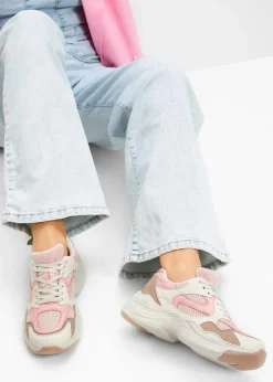bonprix Sneaker^Chunky Sneaker mit leichter Sohle natur/softrosa/grünbeige