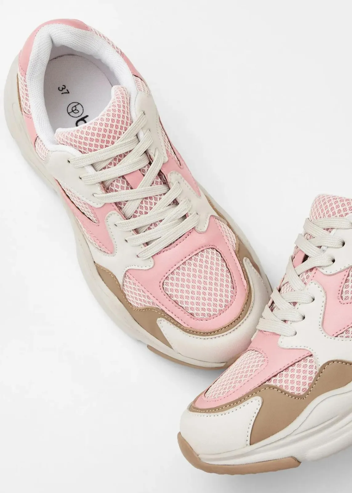 bonprix Sneaker^Chunky Sneaker mit leichter Sohle natur/softrosa/grünbeige