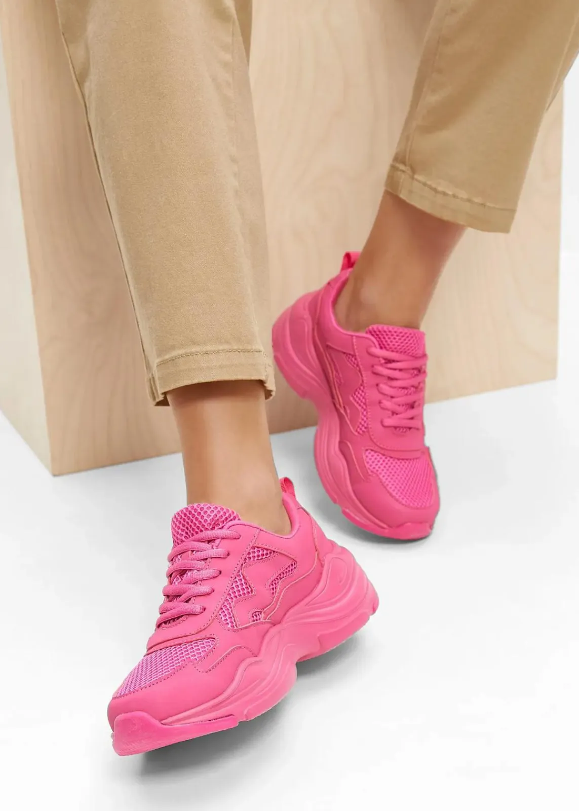 bonprix Sneaker^Chunky Sneaker mit Mesh-Einsatz pink